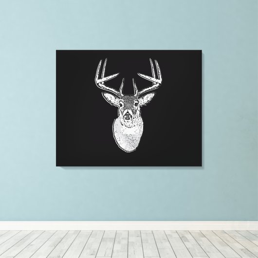 Schwarz-Design White Schwanz Deer Leinwanddruck (Insitu (Holzboden))