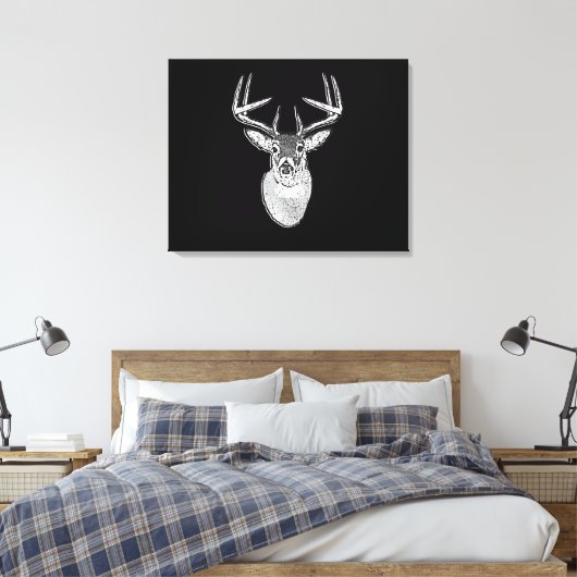 Schwarz-Design White Schwanz Deer Leinwanddruck (Insitu (Schlafzimmer))