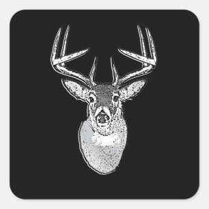 Schwarz-Design White Schwanz Deer Quadratischer Aufkleber
