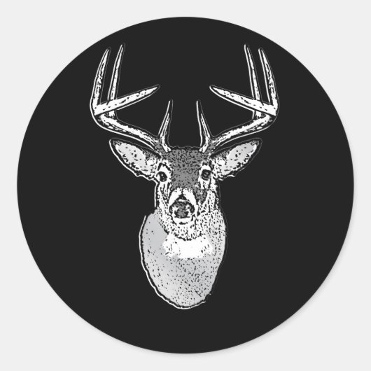 Schwarz-Design White Schwanz Deer Runder Aufkleber (Vorderseite)