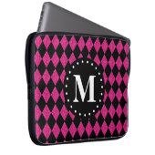 Schwarz-Diamant-Monogramm in Hot Pink Laptopschutzhülle (Vorne Rechts)
