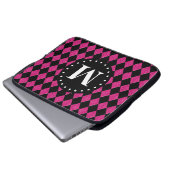 Schwarz-Diamant-Monogramm in Hot Pink Laptopschutzhülle (Vorne Knopf)