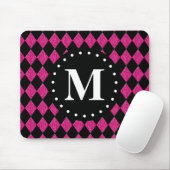 Schwarz-Diamant-Monogramm in Hot Pink Mousepad (Mit Mouse)
