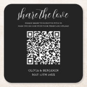 Schwarz | Die Liebe teilen | Hochzeit Rechteckiger Pappuntersetzer (Vorderseite)