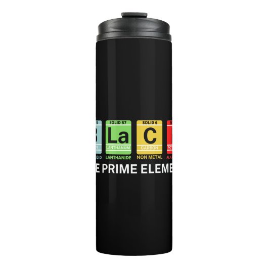 Schwarz: Die schwarze Vorgeschichte des Prime-Elem Thermosbecher (Vorderseite)