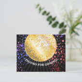 SCHWARZ, DISCO PARTY, TANZEN, GEBURTSTAG DANK IHRE POSTKARTE (Stehend Vorderseite)