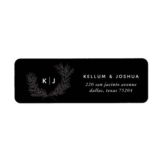 Schwarz-Distinguierte Monogramm-Rücksendeadressen- (Vorne)