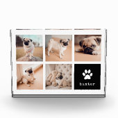 Schwarz | Dog Pawprint Collage Fotoblock (Vorderseite)
