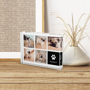 Schwarz   Dog Pawprint Collage Fotoblock