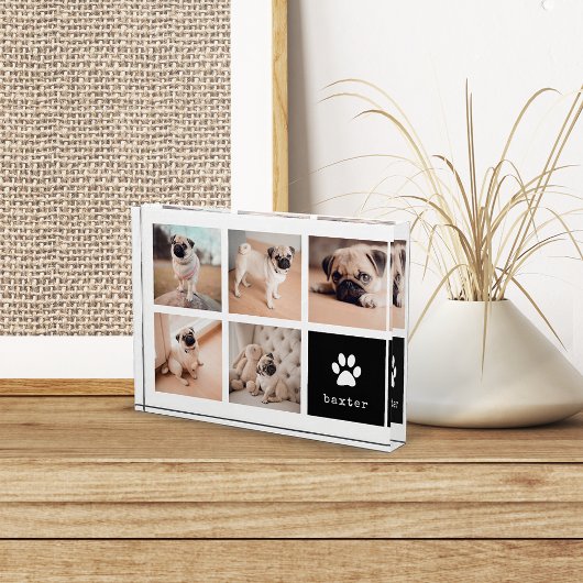 Schwarz | Dog Pawprint Collage Fotoblock