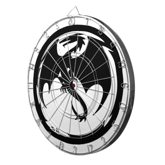 Schwarz-Drachenweiße Dartboard Dartscheibe (Vorderseite rechts)