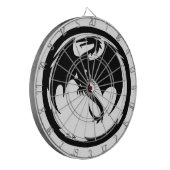 Schwarz-Drachenweiße Dartboard Dartscheibe (Vorderseite Links)