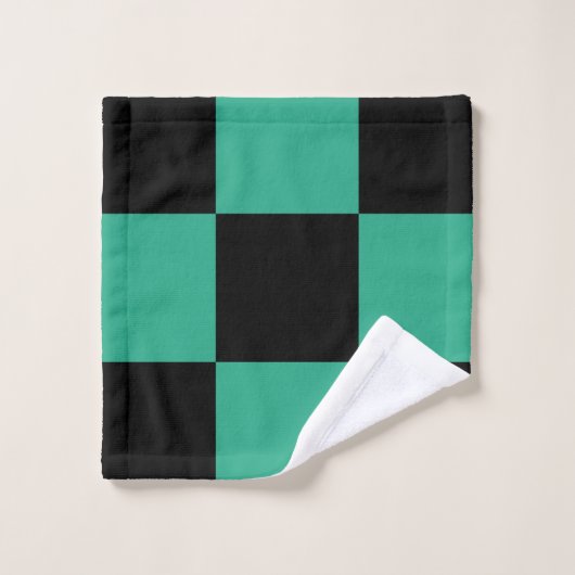 Schwarz-Dschungelgrün Badhandtuch Set (Waschlappen)