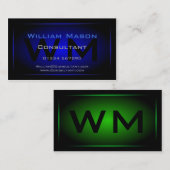 Schwarz/Dunkel Blau Gerahmte Monogramm - Visitenka Visitenkarte (Vorne/Hinten)