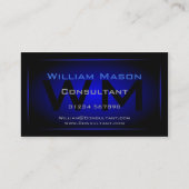 Schwarz/Dunkel Blau Gerahmte Monogramm - Visitenka Visitenkarte (Vorderseite)