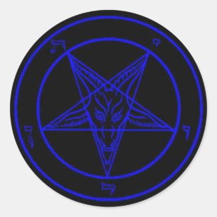 Schwarz/Dunkel-blaue Baphomet-Aufkleber Runder Aufkleber