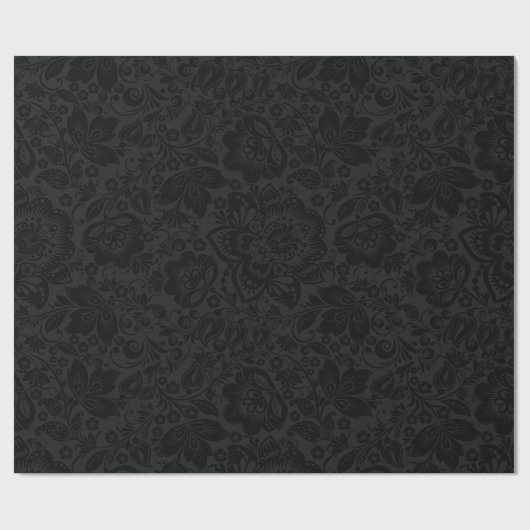 Schwarz-Dunkel-Grau-Damasken Monochromatisches Des Geschenkpapier (Flach)