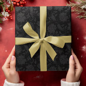 Schwarz-Dunkel-Grau-Damaskus-Monochromatisches Des Geschenkpapier