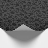 Schwarz & Dunkel-graue Monotone Florale Damaskus 3 Geschenkpapier (Ecke)