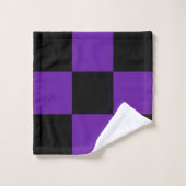 Schwarz-Dunkel-Lila-Quadrat-Muster Badhandtuch Set (Waschlappen)