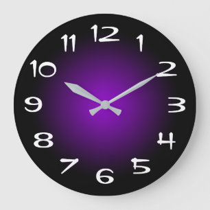 Schwarz-Dunkel-Violett-Radialstrahl Große Wanduhr