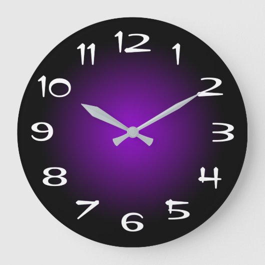 Schwarz-Dunkel-Violett-Radialstrahl Große Wanduhr (Vorderseite)