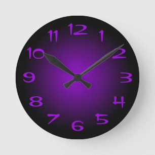 Schwarz-Dunkel-Violett-Radialstrahl Runde Wanduhr