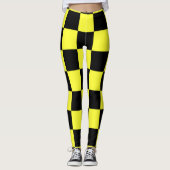 Schwarz/Dunkelgelb-Karton-Muster Leggings (Vorderseite)