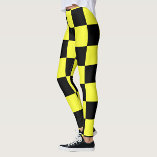 Schwarz-Dunkelgelbes Prüfmuster Leggings