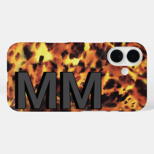 Schwarz Dunkelgrau Mit Monogramm Tortoiseshell iPhone 16 Hülle