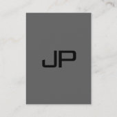 Schwarz-Dunkelgrau-Monogramm-Initial-Elegant Visitenkarte (Rückseite)