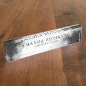 Schwarz-Dunkelgrau-Wasserfarbe Namensplakette (Seite)