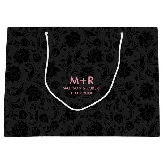 Schwarz & Dunkelgraue Damaskus, benutzerdefinierte Große Geschenktüte (Vorderseite)