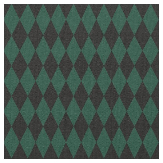 Schwarz & Dunkelgrüne Harlekin-Diamanten Stoff (Nahaufnahme)