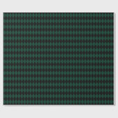 Schwarz & Dunkelgrüne Harlequin-Diamanten Geschenkpapier (Flach)