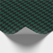 Schwarz & Dunkelgrüne Harlequin-Diamanten Geschenkpapier (Ecke)
