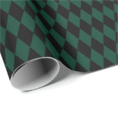 Schwarz & Dunkelgrüne Harlequin-Diamanten Geschenkpapier (Rolleneckpunkt)