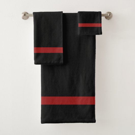 Schwarz + Dunkelrot Badhandtuch Set (Insitu)