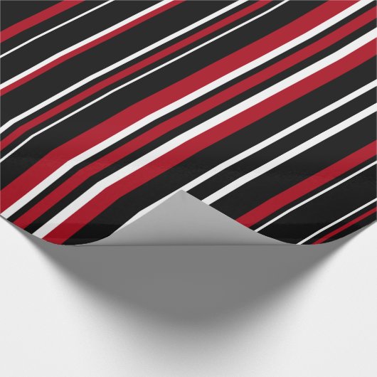Schwarz-, Dunkelrot- und Weißstreifenpapier Geschenkpapier (Ecke)