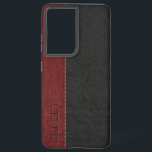 Schwarz/Dunkelrot Vintag geheftetes Vintages Leder Samsung Galaxy Hülle<br><div class="desc">Elegantes Bild von maskulinen schwarz und dunkelrot gesteppten Vintagen Imitat Leder mit anpassbarem Monogramm.</div>