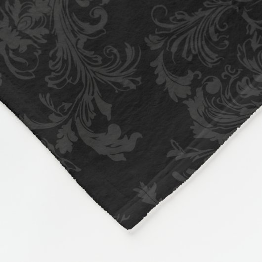 Schwarz Dunkler Fanchy Chic Damask Muster Fleecedecke (Ecke)