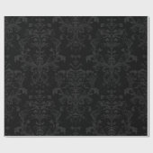 Schwarz Dunkler Fanchy Chic Damask Muster Geschenkpapier (Flach)