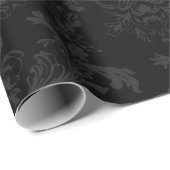 Schwarz Dunkler Fanchy Chic Damask Muster Geschenkpapier (Rolleneckpunkt)