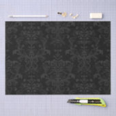 Schwarz Dunkler Fanchy Chic Damask Muster Seidenpapier (Handwerk)