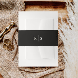 Schwarz & Ecru bearbeitbare Farbe Monogramm Hochze Einladungsbanderole