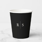 Schwarz & Ecru bearbeitbare Farbe Monogramm Hochze Pappbecher (Vorderseite)