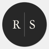 Schwarz & Ecru bearbeitbare Farbe Monogramm Hochze Runder Aufkleber (Vorderseite)