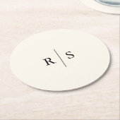 Schwarz & Ecru bearbeitbare Farbe Monogramm Hochze Runder Pappuntersetzer (Angewinkelt)
