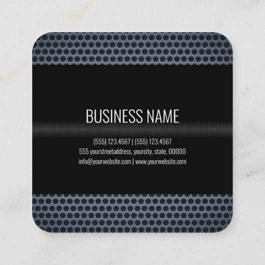 Schwarz-Edelstahlaussehen Quadratische Visitenkarte (Rückseite)
