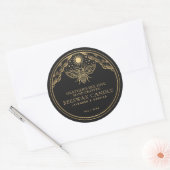 Schwarz Editable Hexe Tarot Honeybee Candle Label Runder Aufkleber (Umschlag)